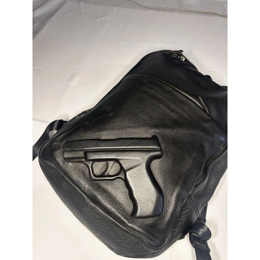 VLIEGER & VANDAM Black Leather Gun Backpack